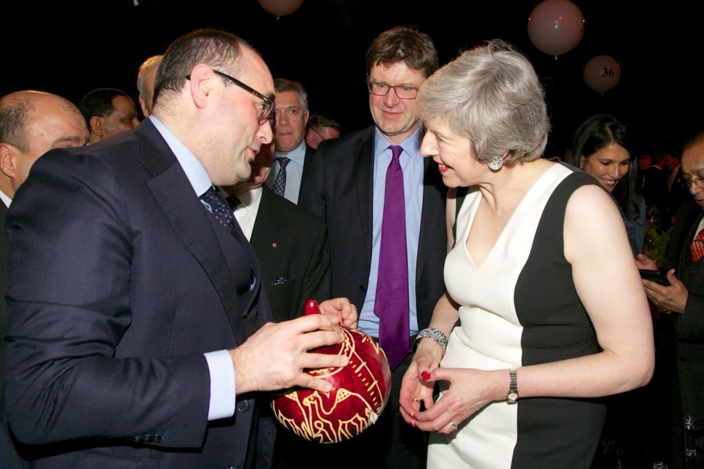 The Rt Hon Theresa May receiving a present from our school in Kenya from Maurizio Bragagni