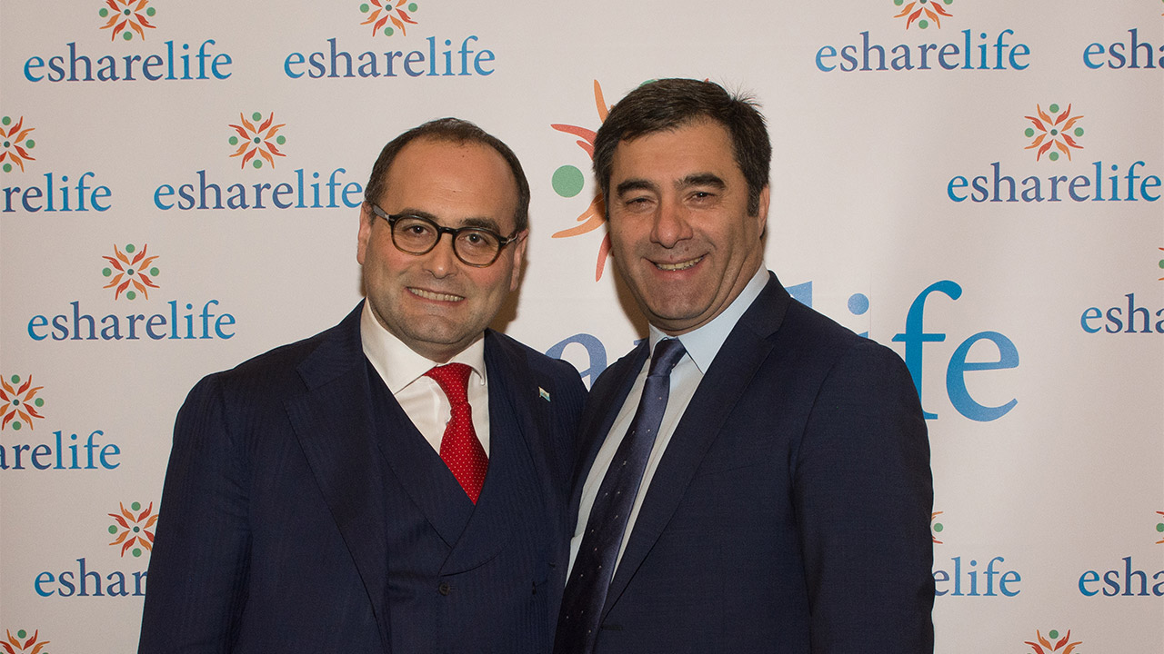 Joe Ricotta, Esharelife Ambassador and Maurizio Bragagni, Esharelife Chairman, at the Esharelife Annual Christmas Gala 2019